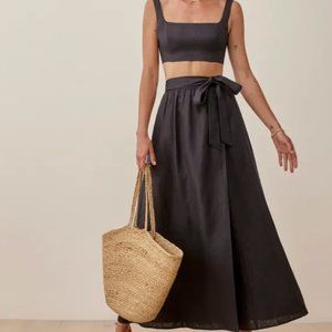 Reformation Palm Linen Two Piece Black Size 2